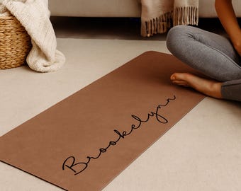 Personalized Suede Yoga Mat: Custom Name, Non-Slip Rubber