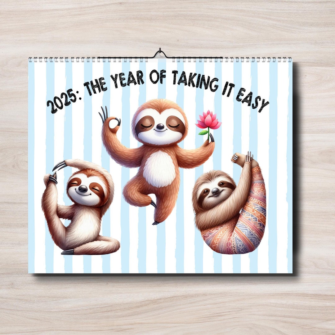Sloth Yoga Calendar 2025, Zen Animal Planner, Positivity Home Office ...