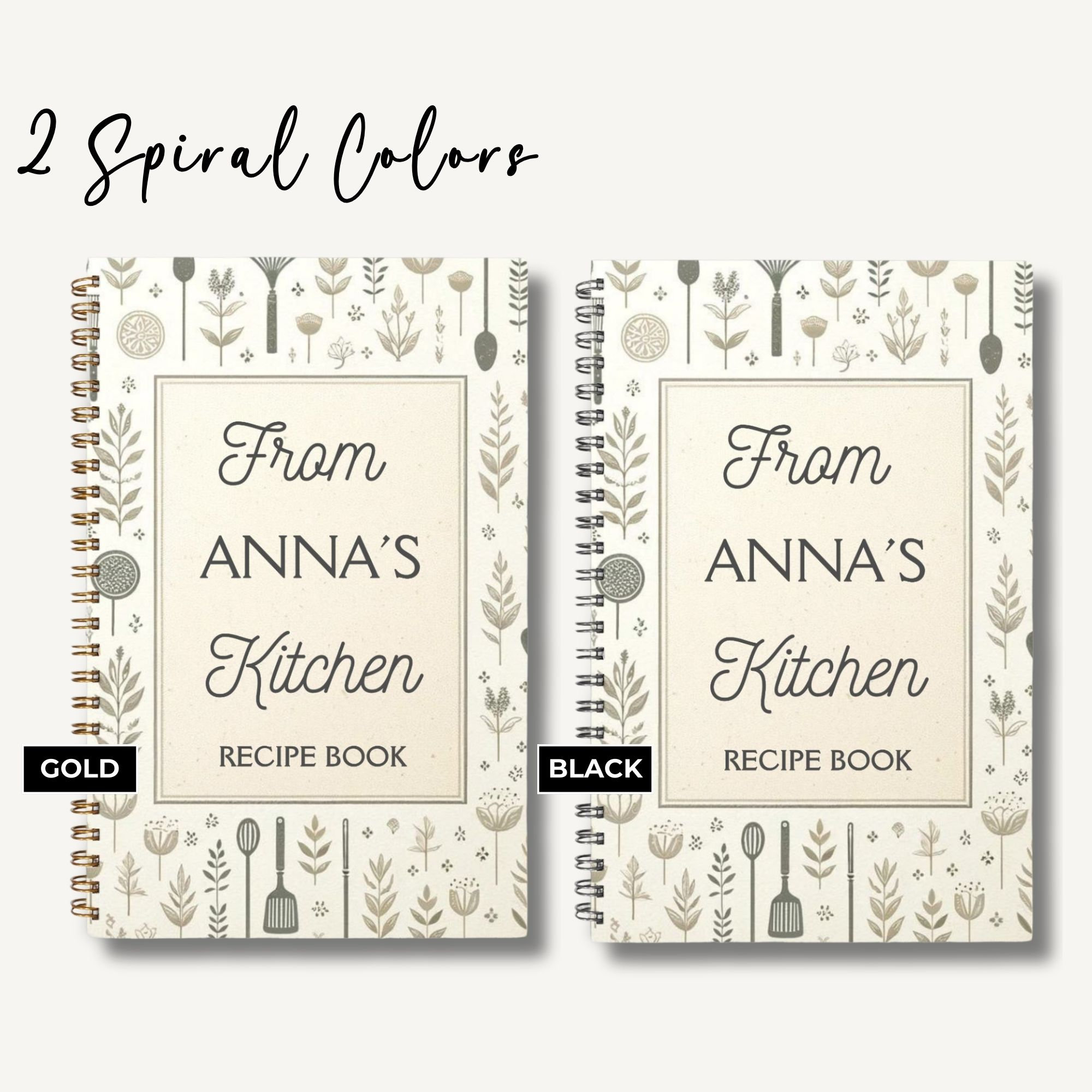 Personalized Recipe Book Custom Hardcover Recipe Binder Spiral Blank Recipe Book Family Cook