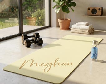 Personalized Suede Yoga Mat, Custom Name Non-Slip Rubber Pilates Pad, Fitness Gift Yoga Teacher