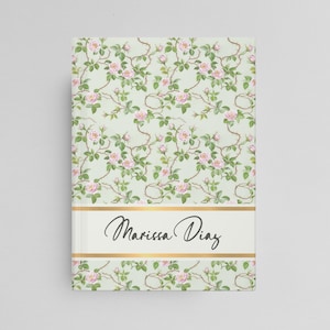 Floral Personalized Journal, Toile Chinoiserie Notebook for Women, Custom Name Rose Coquette Hardcover Diary, Milestone Birthday Gift Her