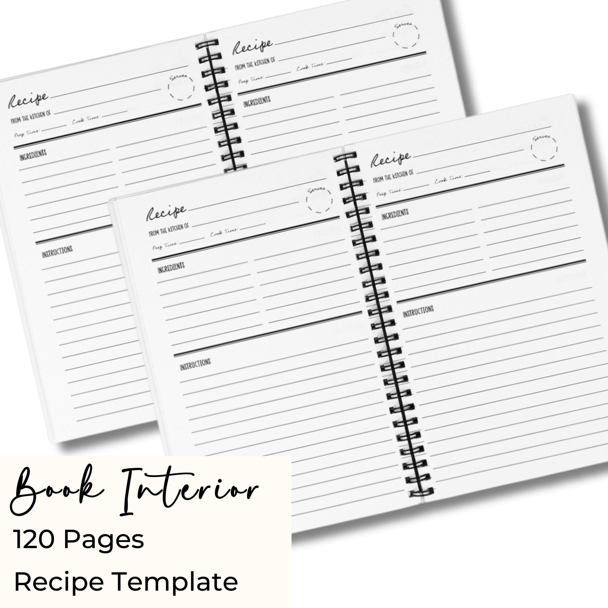 Personalized Recipe Book Custom Hardcover Recipe Binder Spiral Blank Recipe Book Family Cook