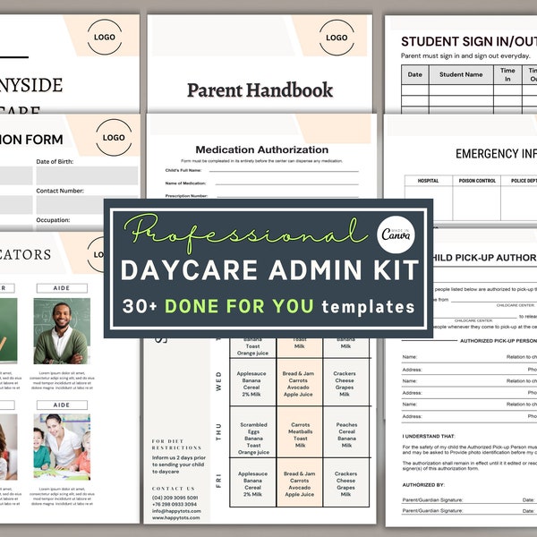 Daycare Forms Starter Kit Editable Template Home Daycare Handbook Small Business Digital Download Preschool Childcare Paperwork Contract