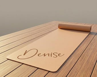 Personalized Suede Yoga Mat, Custom Name Non-Slip Rubber Pilates Pad, Fitness Gift Yoga Teacher