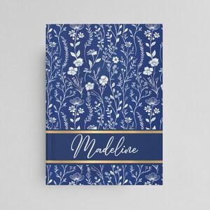 Personalisiertes Notizbuch mit Blauem Toile: Benutzerdefiniertes Hardcover-Notizbuch