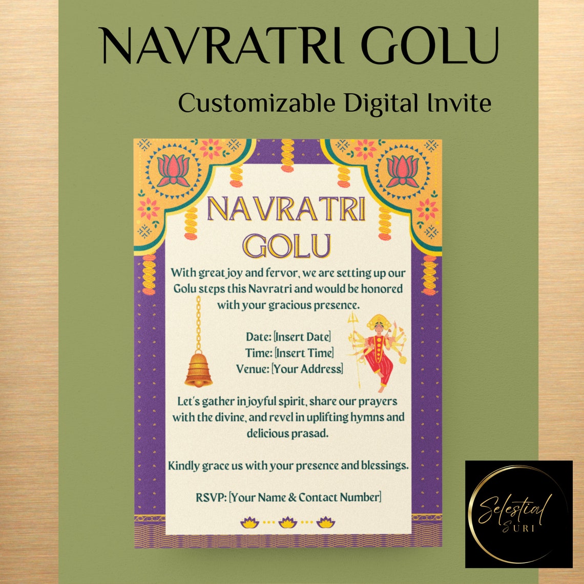 Customizable Navratri Golu Invitation Digital Navratri Invite, Unique Customizable Navratri Golu Invitation Digital Navratri Invite, Unique
