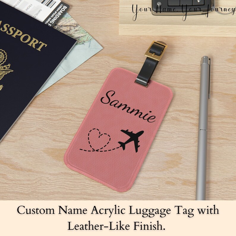 Personalized Luggage Tag Leather Design Acrylic Luggage Tag Etsy