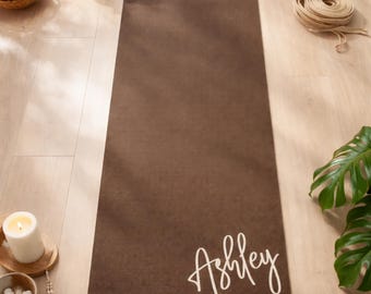 Personalized Yoga Mat, Custom Name Pilates Exercise Mat, Anti-Slip Suede or Foam (Includes Strap)