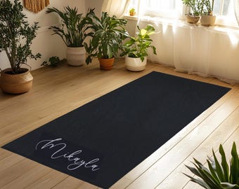 Custom Name Yoga Mat, Minimalist Non-Slip Exercise Mat (Rubber or Foam), Personalized Fitness Gift