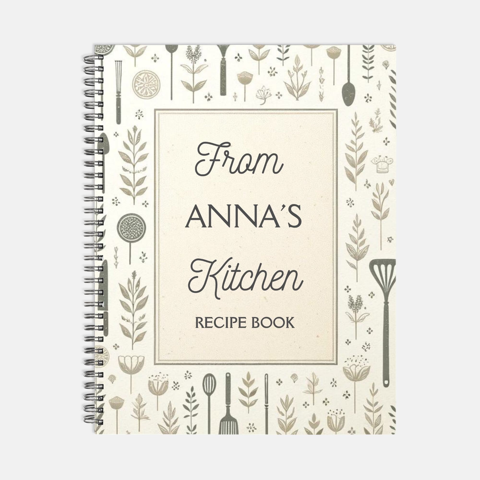 Personalized Recipe Book Custom Hardcover Recipe Binder Spiral Blank Recipe Book Family Cook
