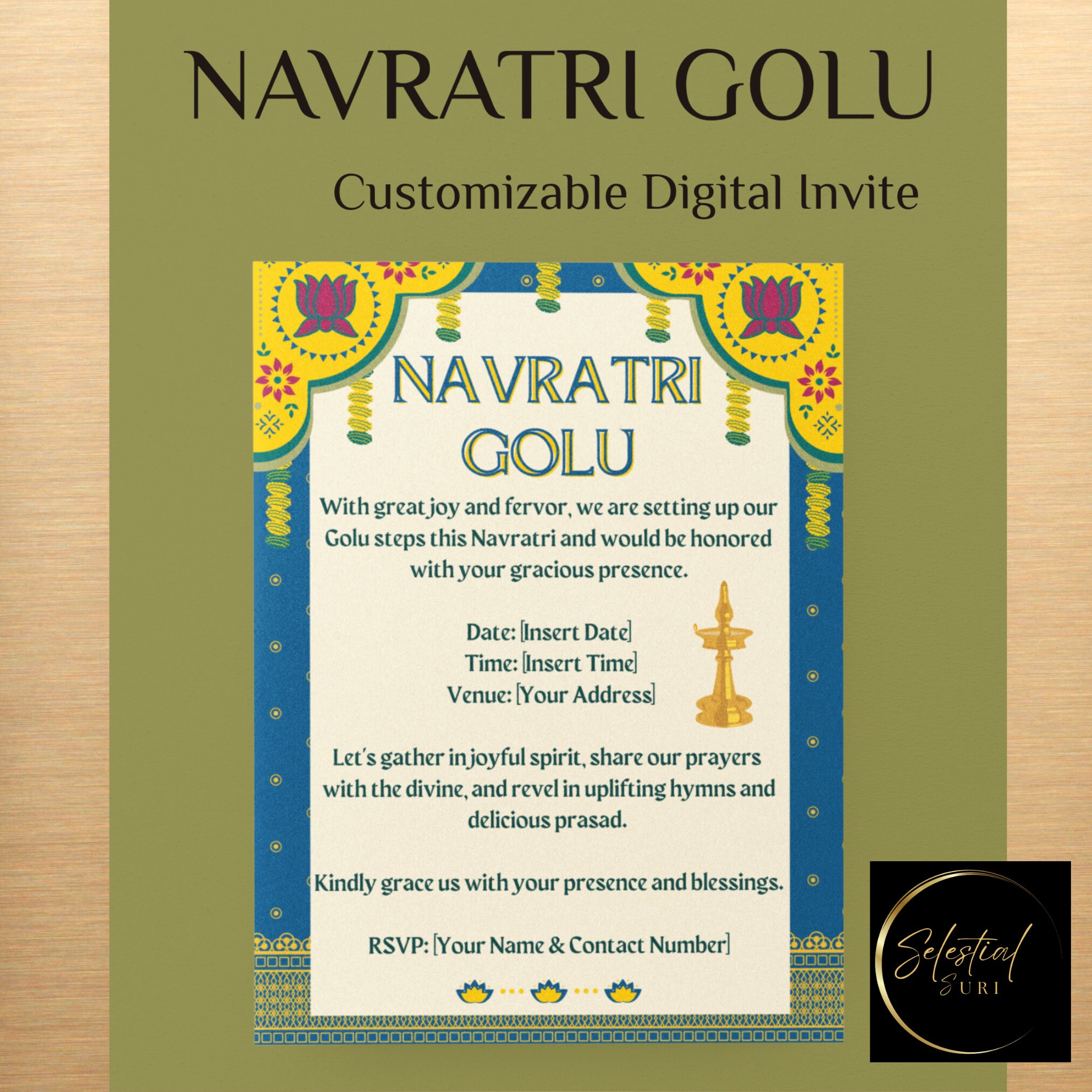 Customizable Navratri Golu Invitation Digital Navratri Invite, Unique Canva Editable Design for