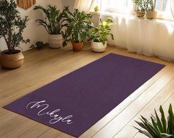 Custom Name Yoga Mat, Minimalist Non-Slip Exercise Mat (Rubber or Foam), Personalized Fitness Gift