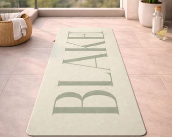 Personalized Yoga Mat, Custom Name Pilates Exercise Mat, Anti-Slip Suede or Foam (Includes Strap)