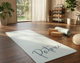 Personalized Suede Yoga Mat, Custom Name Non-Slip Rubber Pilates Pad, Fitness Gift Yoga Teacher