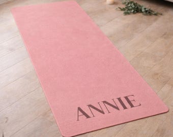 Custom Name Yoga Mat, Minimalist Non-Slip Exercise Mat (Rubber or Foam), Personalized Gift