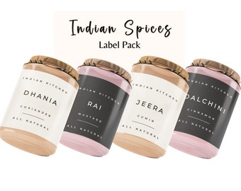 Indian Spices Label Indian Food Label Spice Jar Custom Seasoning Labels Pantry Organization Kitchen Home Decor Kitchen New Home Gift Idea