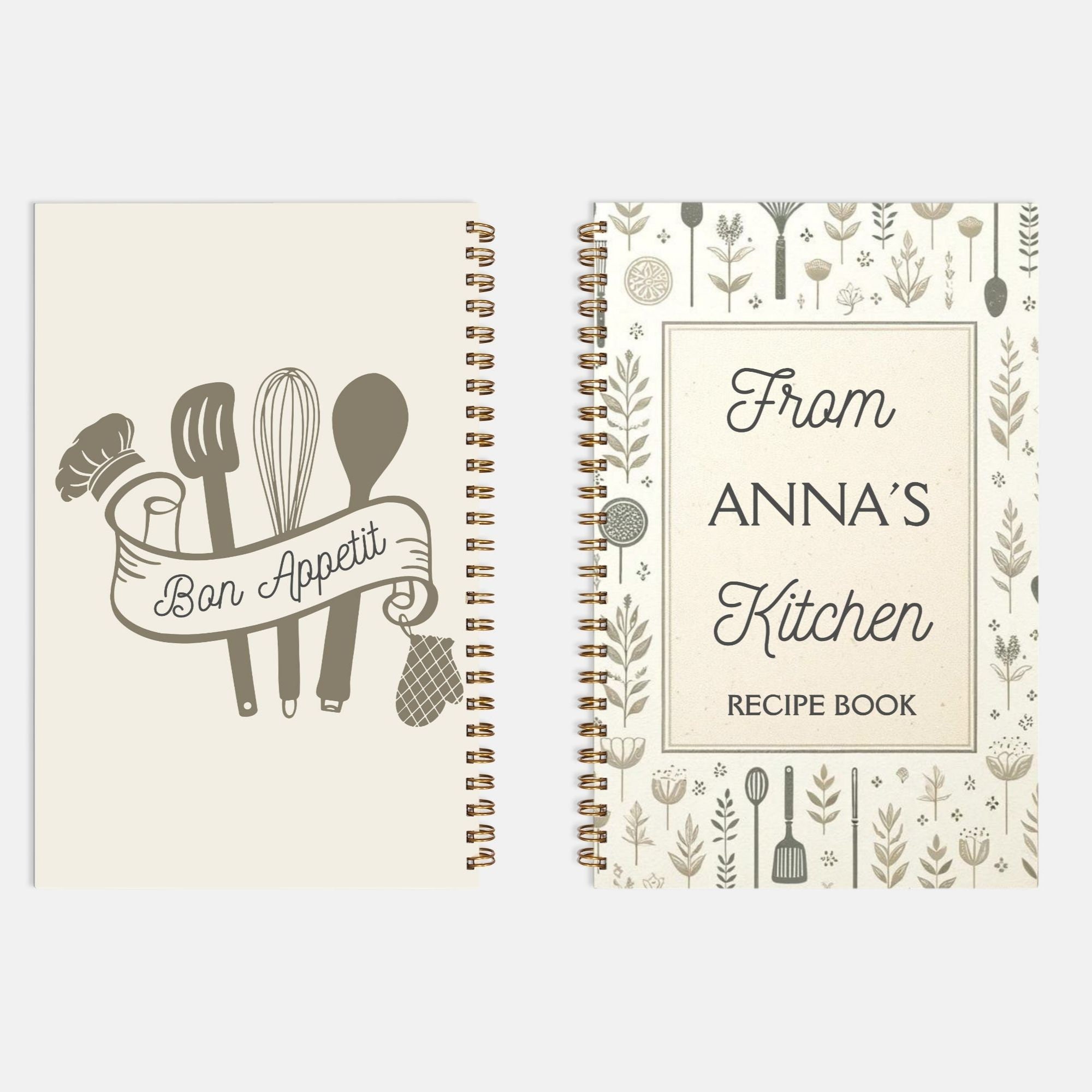 Personalized Recipe Book Custom Hardcover Recipe Binder Spiral Blank Recipe Book Family Cook