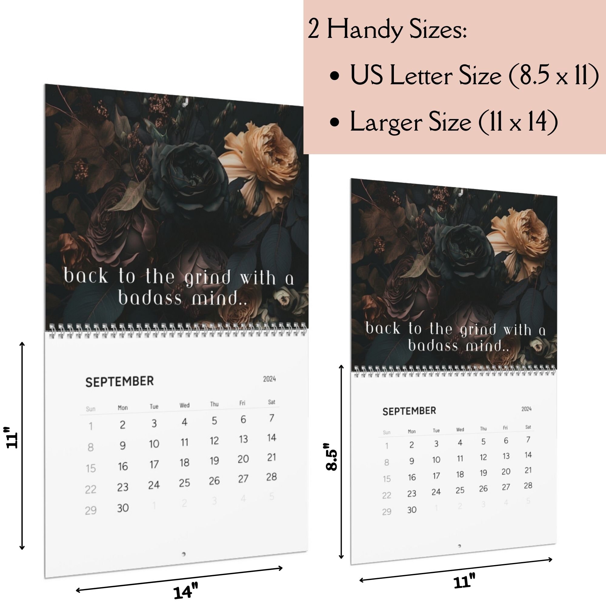 2024 wall calendar dark academia 2024 new year calendar cottagecore