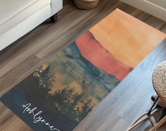 Personalized Suede Yoga Mat: Custom Name Meditation Exercise Mat