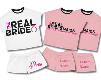 Bridal Personalized Pajamas Bridesmaids PJs Sleep Shorts Custom Bridesmaid Pajamas Set Bachelorette Matching Pajamas Gifts Bridal Party Name