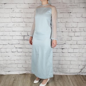 Incredible Vintage 60s / 70s baby blue maxi gown