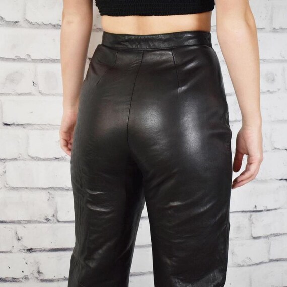 Vintage 80s black genuine leather pants - image 4