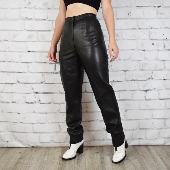 Vintage 80s black genuine leather pants - image 1