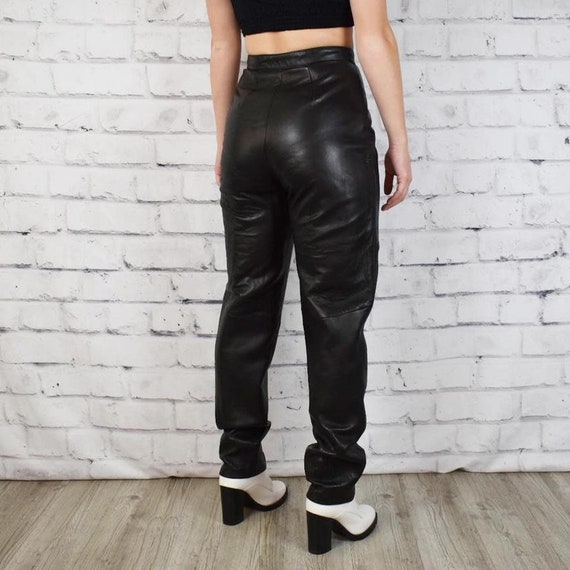Vintage 80s black genuine leather pants - image 2