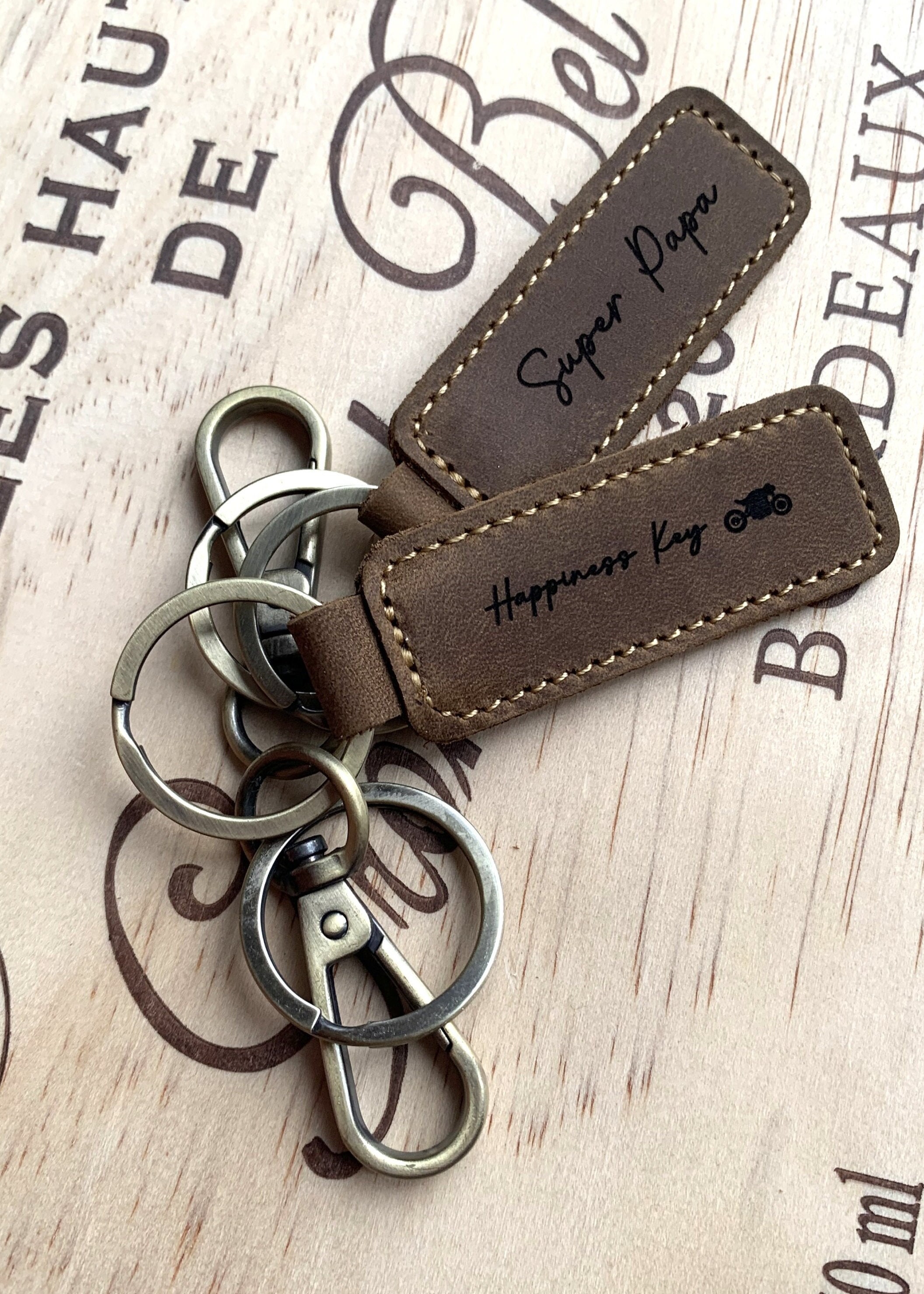 Porte clés personnalisable en tissu et simili cuir