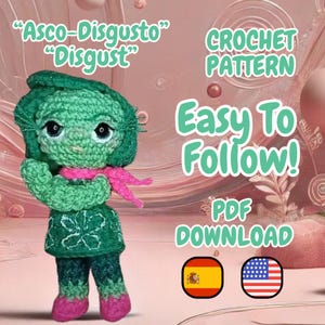 Amigurumi Crochet Pattern of Disgust - Inside Out - PDF Pattern in Spanish and English - Fun, Easy, and Creative Project