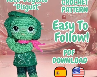 Amigurumi Crochet Pattern of Disgust - Inside Out - PDF Pattern in Spanish and English - Fun, Easy, and Creative Project