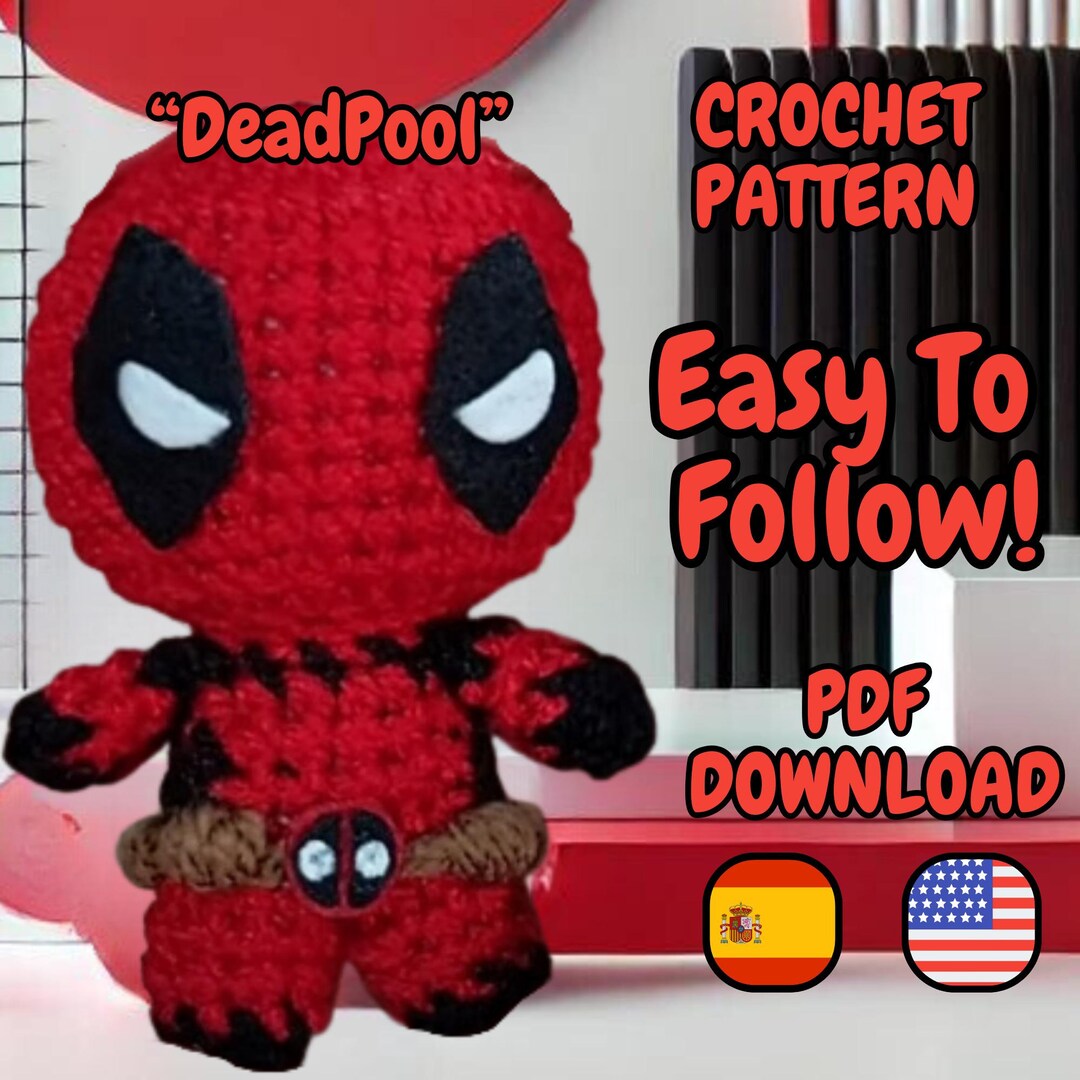 Deadpool Amigurumi Crochet Pattern - PDF Pattern in Spanish and English ...