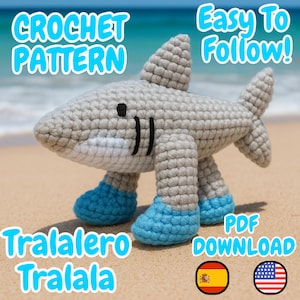 Tralalero Tralala Amigurumi PDF Pattern | Viral Shark Meme Crochet | Brainrot Italian Funny Toy | Easy Crochet Pattern ENG/ESP
