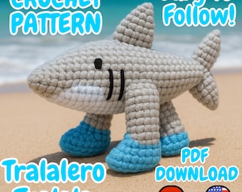 Tralalero Tralala Amigurumi PDF Pattern | Viral Shark Meme Crochet | Brainrot Italian Funny Toy | Easy Crochet Pattern ENG/ESP