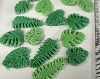 34 mini edible fondant leaf/leaves cake toppers