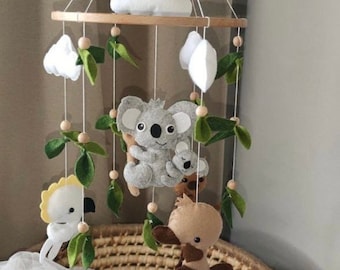 Australian animals baby mobile, Koala baby mobile, koala nursery, kangaroo cot mobile