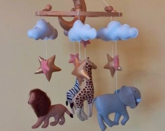 Safari mobile baby, Jungle mobile, Giraffe mobile, Elephant mobile Safari baby shower, Safari animals, new mom gift