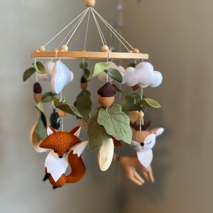 Woodland mobile baby, forest mobile, hanging crib, newborn cot bedding, baby shower gift