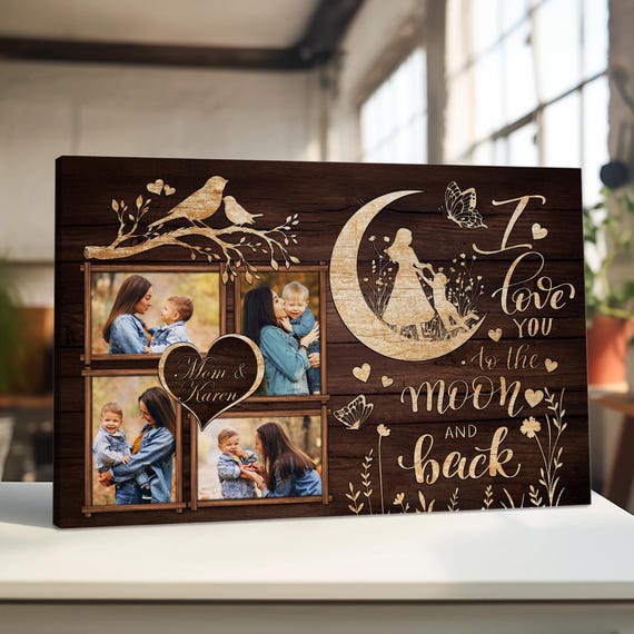 Personalized Mom and Son Photo Canvas: Rustic Mother's Day Wall Art