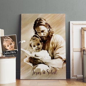 Personalized Your Child Safe In The Arms of God Canvas - Child And God - Jesus Holding Baby Memorial - Christ And Baby - Christian Wall Art