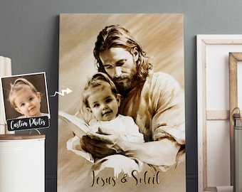 Personalized Jesus Holding Child Canvas - Christian Memorial Wall Art