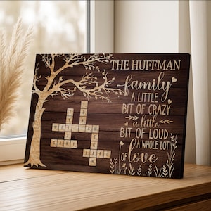 Custom Family Name Crossword Canvas: Personalized Scrabble Wall Art