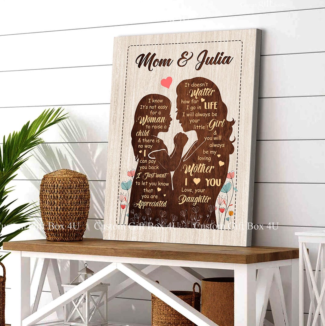 Personalized Mother Daughter Art: Custom Mom Birthday Gift - Etsy