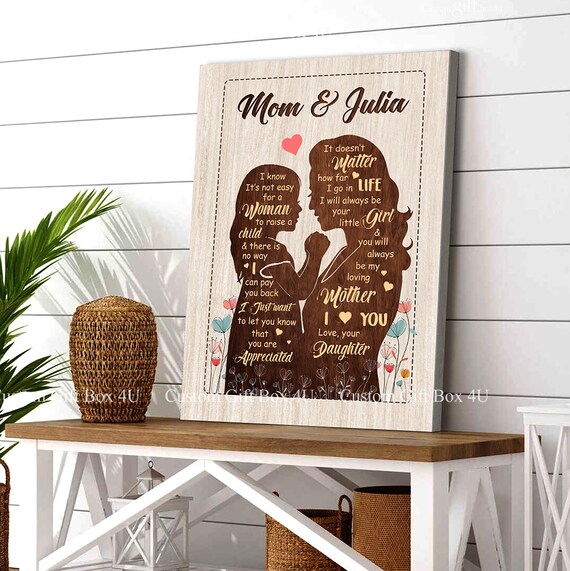 Personalized Mother Daughter Art: Custom Mom Birthday Gift