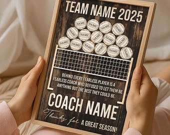 Personalized Volleyball Coach Gift Canvas: Team Name, Player Names, End of Season
