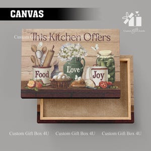 Rustic Kitchen Wall Art: Food, Love, Joy - Vintage Farmhouse Decor Canvas Wraps