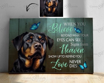 Personalized Rottweiler Memorial Canvas: Pet Portrait Wall Art