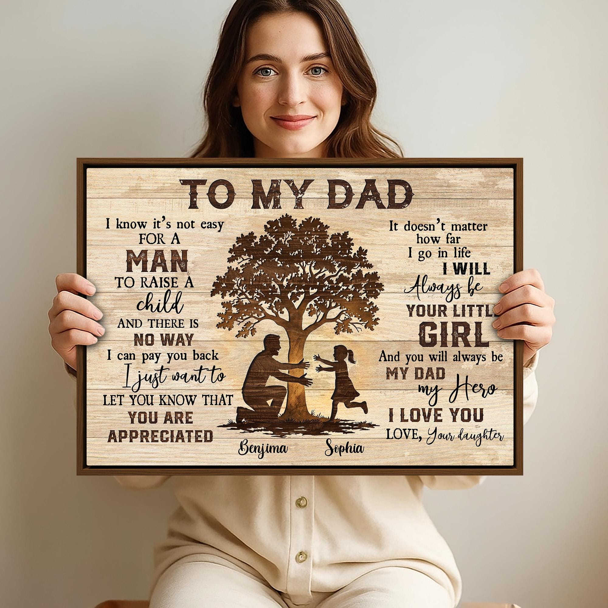 Personalized Dad Canvas, Gift From Daughter, Custom Father Wall Art - Etsy