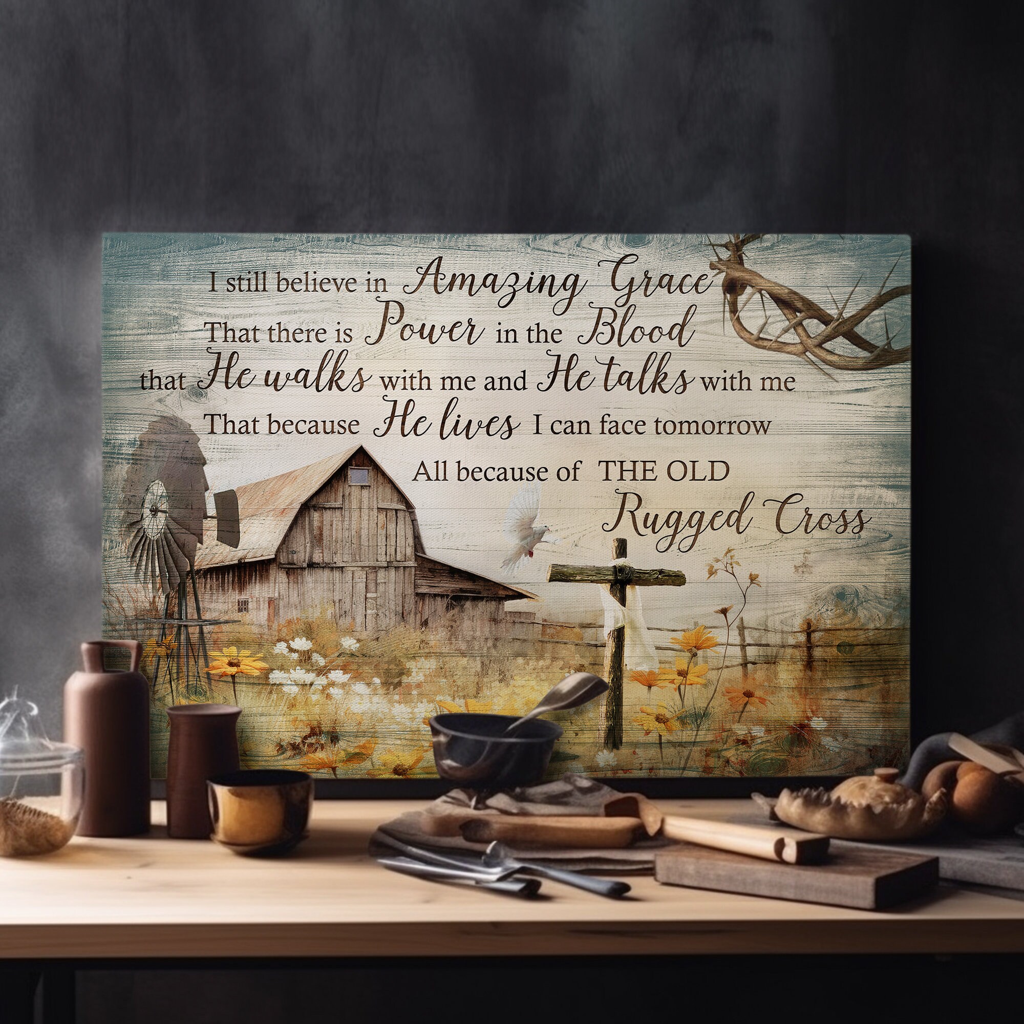 Farmhouse Barn Canvas: Inspirational Jesus Landscape Art - Etsy