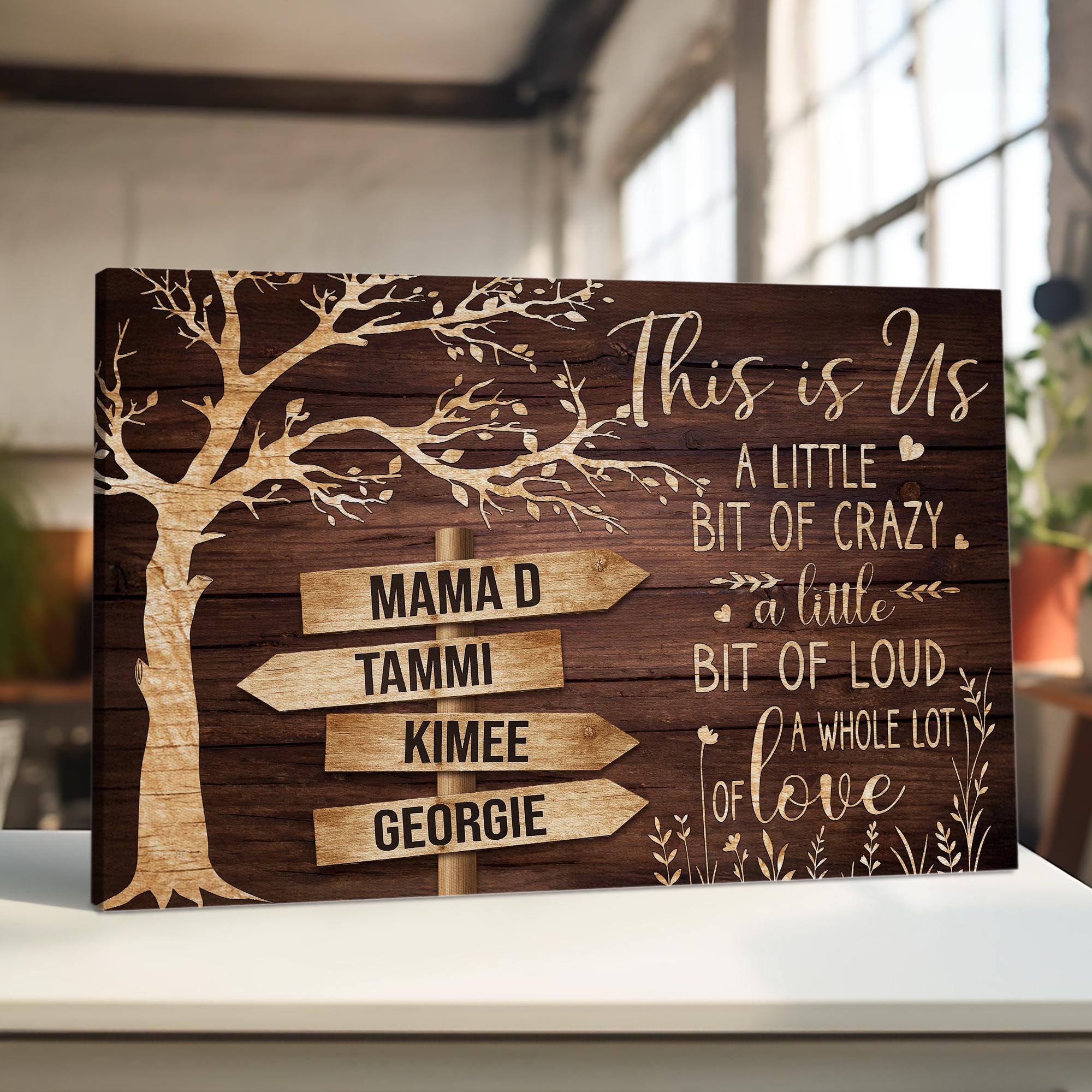 This is Us Family Sign Canvas, Rustic Tree Wood Wall Art Personalized ...